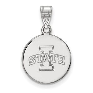 10k White Gold Iowa State Medium Disc Pendant
